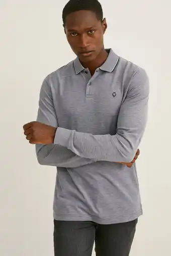 Wehkamp C&a gemêleerde regular fit polo grijs melange aanbieding