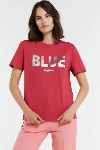 Wehkamp Anna blue by anna van toor t-shirt logo met printopdruk fuchsia aanbieding