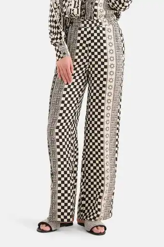 Wehkamp Shoeby straight fit broek met all over print zwart/ecru aanbieding