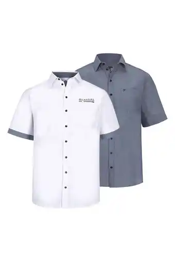 Wehkamp Jan vanderstorm loose fit overhemd plus size evin (set van 2) wit/donkerblauw aanbieding