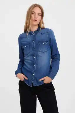 Wehkamp Vero moda denim blouse vmmaria blauw aanbieding