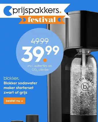 Blokker Blokker sodawater maker starterset zwart of grijs aanbieding