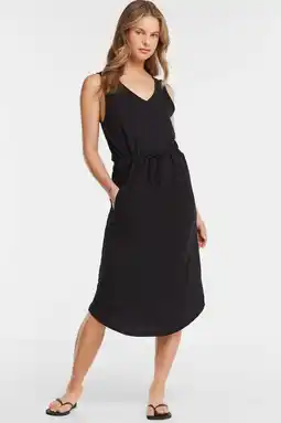 Wehkamp Anytime midi jurk met v-hals zwart aanbieding