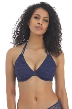 Wehkamp Freya niet-voorgevormde halter bikinitop sundance donkerblauw aanbieding