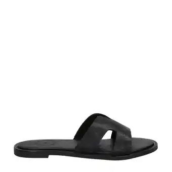 Wehkamp Nelson leren slippers zwart aanbieding