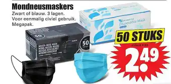 Dirk Mondneusmaskers zwart of blauw aanbieding