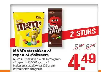 Coop M&m's stazakken of repen of maltesers aanbieding