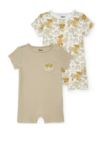 Wehkamp C&a   baby pyjama simba - set van 2 beige/geel/wit aanbieding