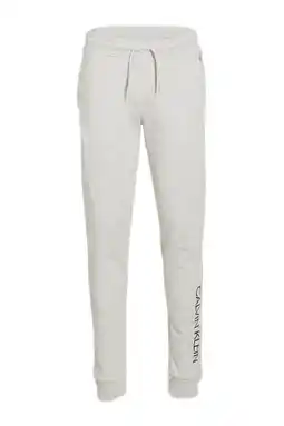 Wehkamp Calvin klein jeans regular fit joggingbroek van biologisch katoen grijs melange aanbieding