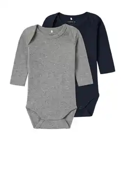 Wehkamp Name it baby romper nbnbody- set van 2 donkerblauw/grijs melange aanbieding