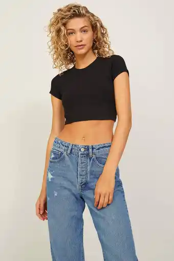 Wehkamp Jjxx ribgebreide crop top jxflorie zwart aanbieding