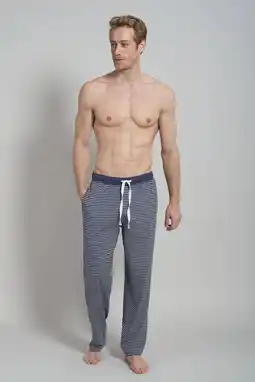 Wehkamp Ceceba +size gestreepte pyjamabroek donkerblauw/grijs aanbieding