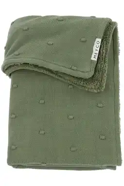 Wehkamp Meyco reversible baby ledikantdeken mini knots teddy 100x150 cm forest green aanbieding