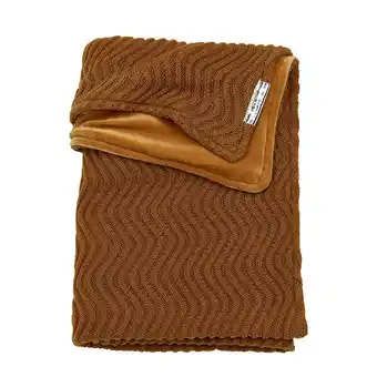 Wehkamp Meyco baby wiegdeken velvet the waves camel aanbieding