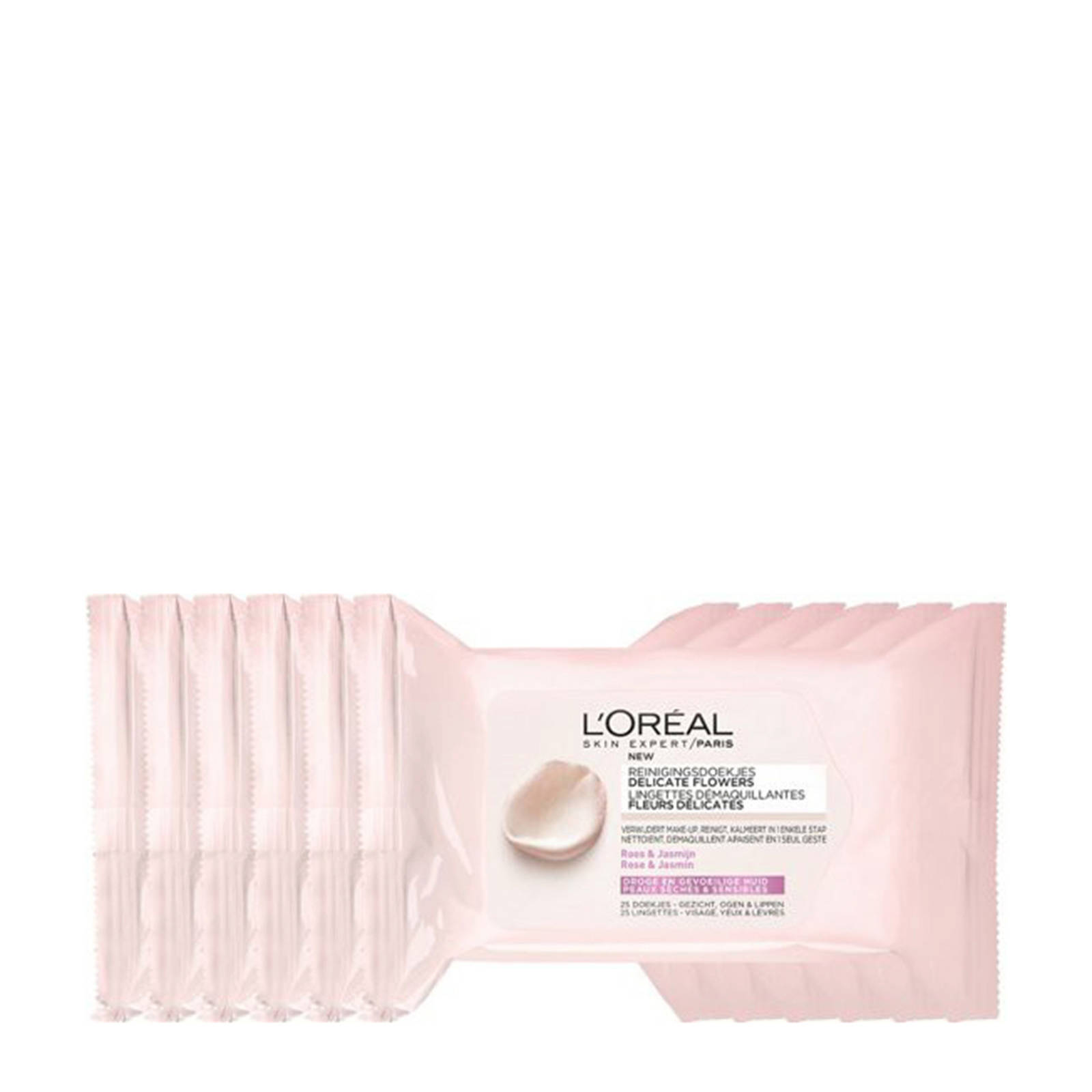 L'oréal paris skin expert delicate flowers wipes 6 x 25 stuks
