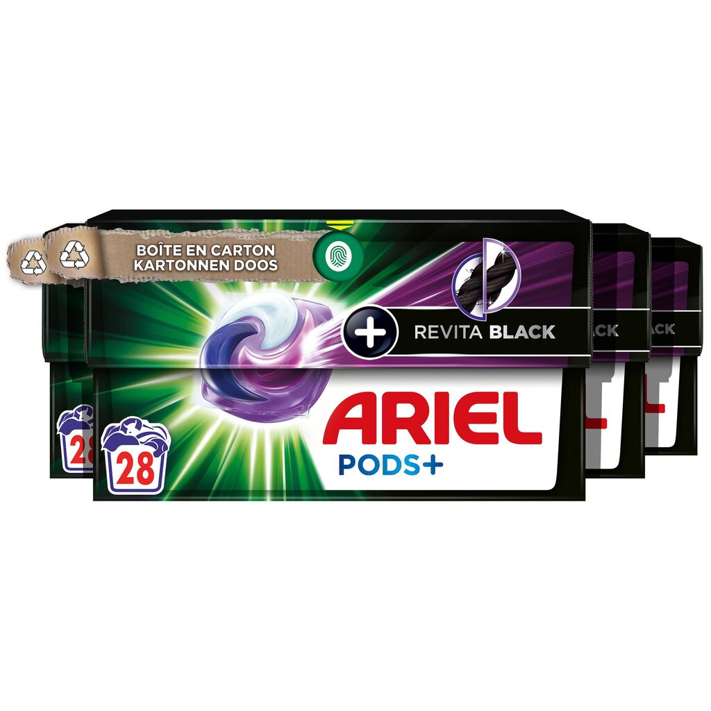 Ariel wasmiddel pods + revitablack -voor de zwarte was - 4 x 28 wasbeurten - 112 wasbeurten ...