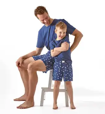 Wehkamp Little label shortama met all over print van biologisch katoen donkerblauw aanbieding