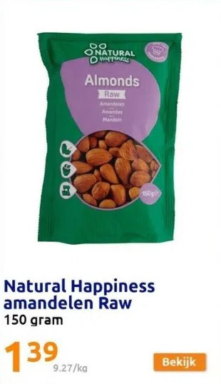 Action Natural happiness amandelen raw aanbieding