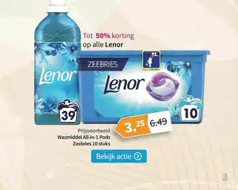 Plein.nl Lenor Wasmiddel All-in-1 Pods Zeebries 50% Korting aanbieding