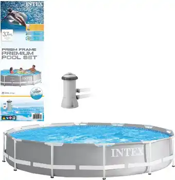 Bol.com Intex opzetzwembad - prism frame - ø366 x 76 cm - met pomp - grijs aanbieding
