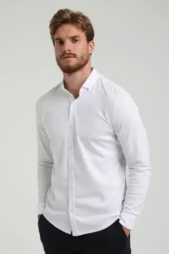 Wehkamp Gabbiano gemêleerd slim fit overhemd white aanbieding