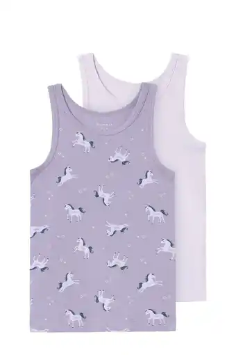 Wehkamp Name it mini hemd nmftank top unicorn - set van 2 lila/paars aanbieding
