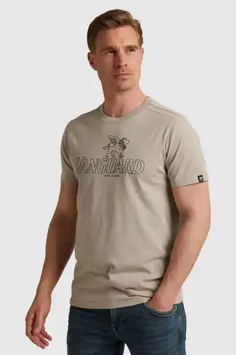 Wehkamp Vanguard regular fit t-shirt met logo beige aanbieding