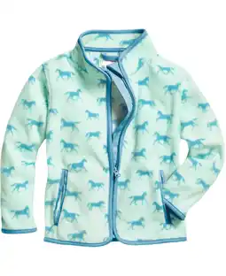 Wehkamp Playshoes fleece vest met all over paarden print turquoise aanbieding