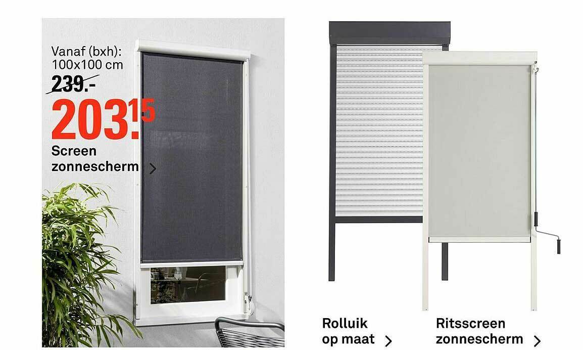 Screen Zonnescherm, Rolluik Op Maat Of Ritsscreen Zonnescherm aanbieding bij Karwei
