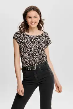 Wehkamp Only top met panterprint onlvic zand/ zwart aanbieding