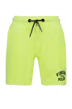 Wehkamp Vingino essentials sweatshort met logo neon geel aanbieding