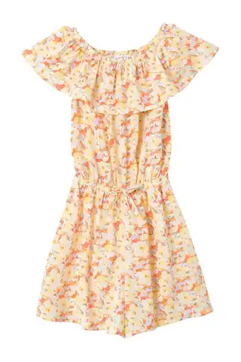 Wehkamp Name it kids off shoulder jumpsuit nkfvinaya van gerecycled polyester lichtgeel/oranje aanbieding