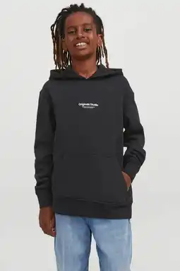 Wehkamp Jack & jones junior hoodie jorvesterbro met tekst zwart aanbieding