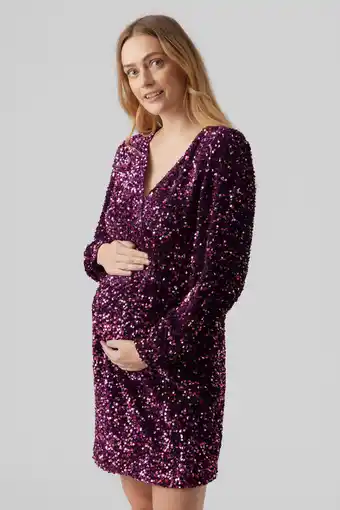 Wehkamp Vero moda maternity zwangerschapsjurk vmmfame met all over print en pailletten paars aanbieding