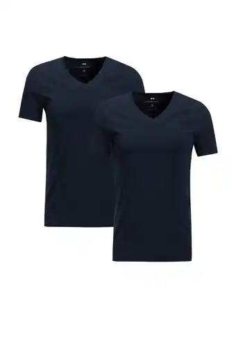 Wehkamp We fashion slim fit t-shirt (set van 2) donkerblauw aanbieding