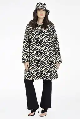 Wehkamp Yoek regenjas met dierenprint zwart/beige aanbieding