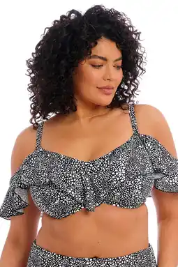 Wehkamp Elomi +size voorgevormde beugel bikinitop pebble cove zwart/wit aanbieding