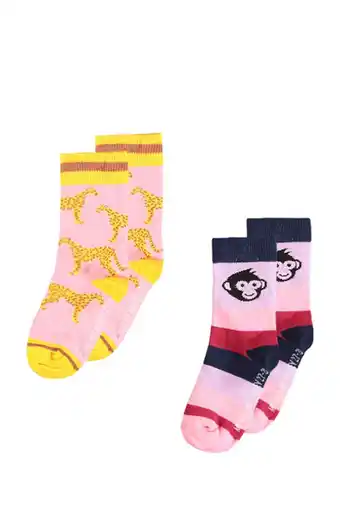 Wehkamp Me & my monkey sokken met all-over print - set van 2 lichtroze aanbieding