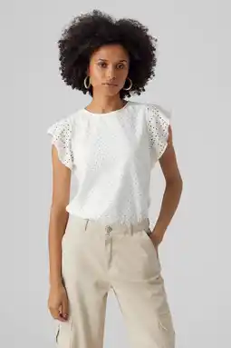 Wehkamp Vero moda top vmtassa met broderie wit aanbieding