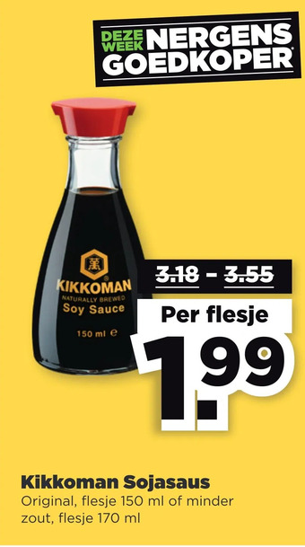 PLUS Kikkoman sojasaus aanbieding