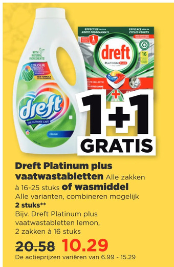 PLUS Dreft platinum plus vaatwastabletten of wasmiddel aanbieding