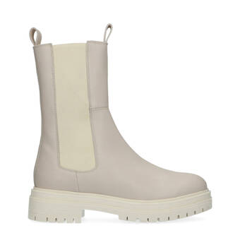 Wehkamp Manfield   hoge leren chelsea boots beige aanbieding