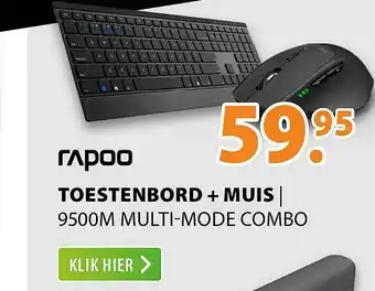 Expert Rapoo Toestenbord + Muis | 9500M Multi-Mode Combo aanbieding