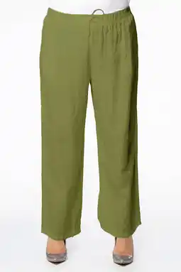 Wehkamp Yoek straight fit broek linen groen aanbieding