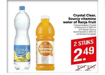 CoopCompact Crystal Clear, Sourcy Vitamine Water Of Ranja Fruit aanbieding