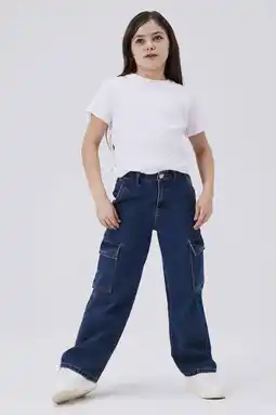 Wehkamp Name it kids wide leg jeans nkfrose dark blue denim aanbieding