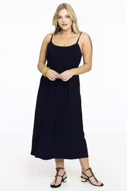Wehkamp Yoek travelstof jurk donkerblauw aanbieding