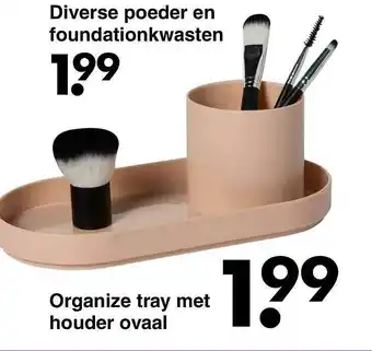 Wibra Diverse Poeder En Foundationkwasten Of Organize Tray Met Houder Ovaal aanbieding