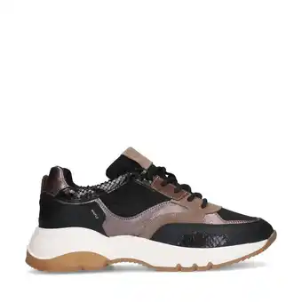 Wehkamp Manfield   leren sneakers zwart/bruin aanbieding