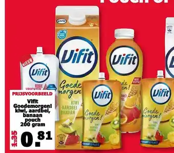 MCD Supermarkt Vifit Goedemorgen!, Kiwi, Aardbei, Banaan aanbieding